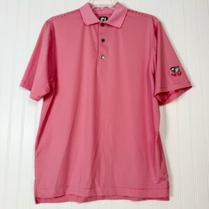 Footjoy FJ Polo Shirt‎ Mens M Stripe Pink White Golf Summer Outdoors